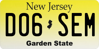 NJ license plate D06SEM