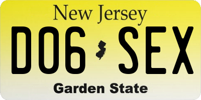 NJ license plate D06SEX