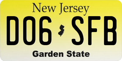 NJ license plate D06SFB