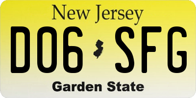NJ license plate D06SFG