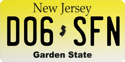 NJ license plate D06SFN