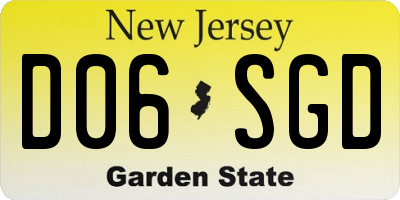 NJ license plate D06SGD