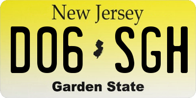 NJ license plate D06SGH