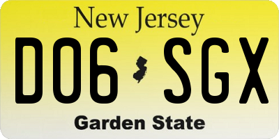 NJ license plate D06SGX