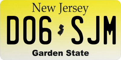 NJ license plate D06SJM