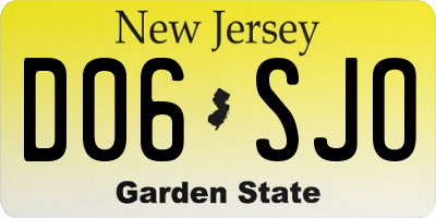 NJ license plate D06SJO