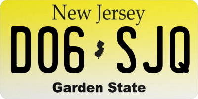 NJ license plate D06SJQ