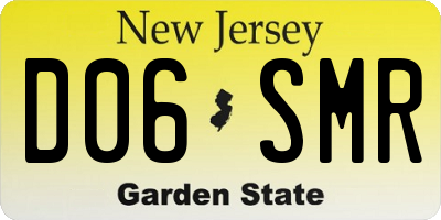 NJ license plate D06SMR