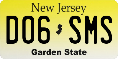NJ license plate D06SMS
