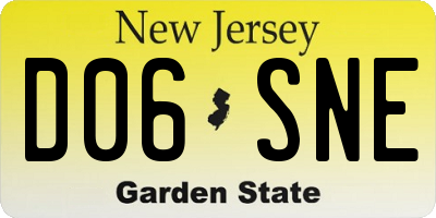 NJ license plate D06SNE
