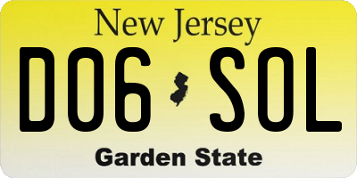 NJ license plate D06SOL
