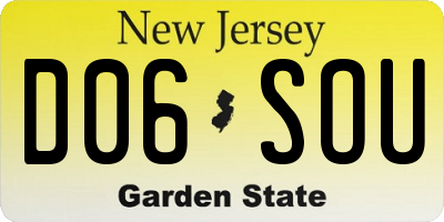 NJ license plate D06SOU
