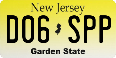 NJ license plate D06SPP