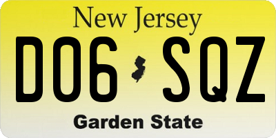 NJ license plate D06SQZ