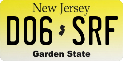 NJ license plate D06SRF