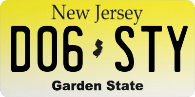 NJ license plate D06STY