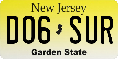 NJ license plate D06SUR