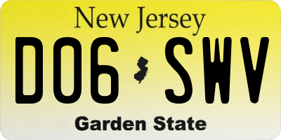 NJ license plate D06SWV