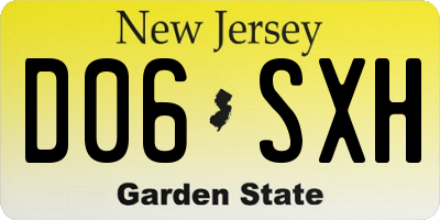 NJ license plate D06SXH