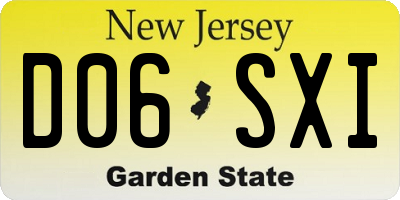 NJ license plate D06SXI