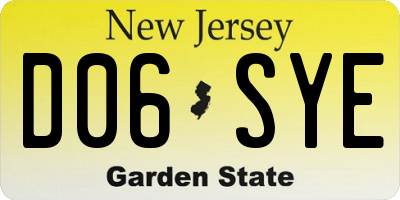 NJ license plate D06SYE