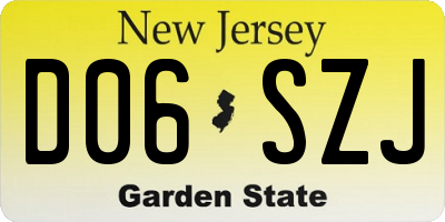 NJ license plate D06SZJ