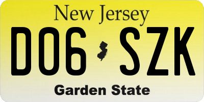 NJ license plate D06SZK