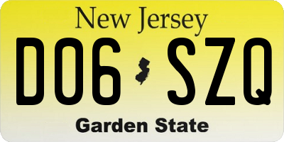 NJ license plate D06SZQ