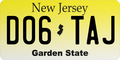 NJ license plate D06TAJ