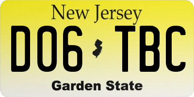 NJ license plate D06TBC