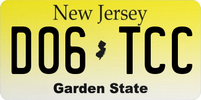 NJ license plate D06TCC