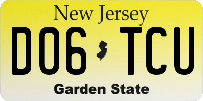 NJ license plate D06TCU