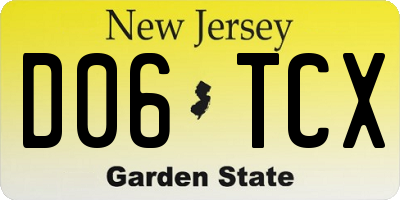 NJ license plate D06TCX