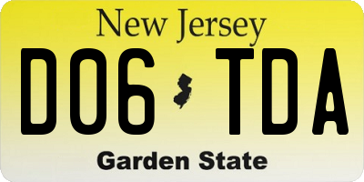 NJ license plate D06TDA