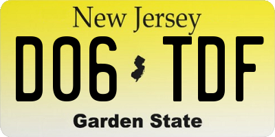 NJ license plate D06TDF