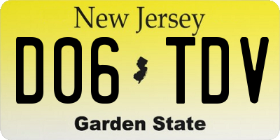 NJ license plate D06TDV