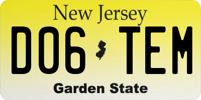 NJ license plate D06TEM