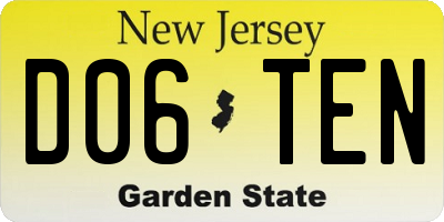 NJ license plate D06TEN
