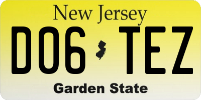 NJ license plate D06TEZ