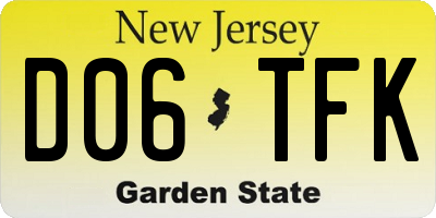 NJ license plate D06TFK