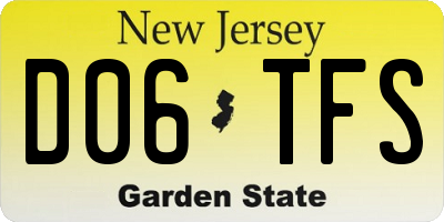 NJ license plate D06TFS