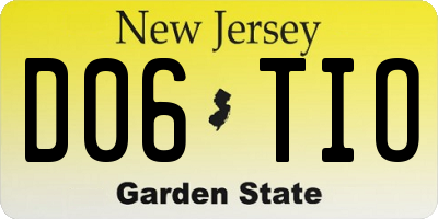 NJ license plate D06TIO