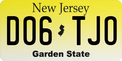 NJ license plate D06TJO