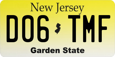 NJ license plate D06TMF