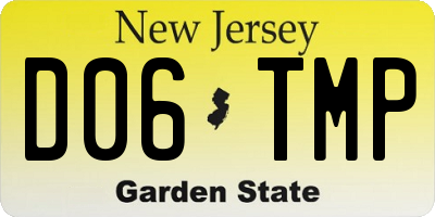 NJ license plate D06TMP