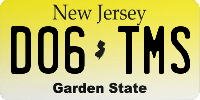 NJ license plate D06TMS