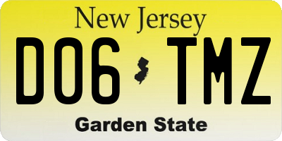 NJ license plate D06TMZ