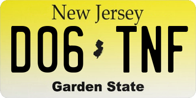 NJ license plate D06TNF