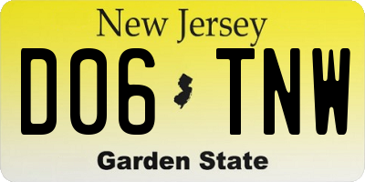NJ license plate D06TNW