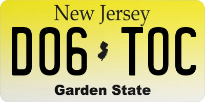 NJ license plate D06TOC